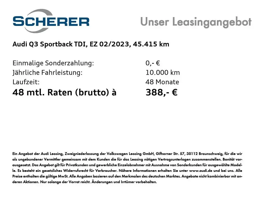 Gebraucht Audi Q3 Sportback Basis 150 PS (110 kW) 2023 Navarrablau metallic (metallic) SUV