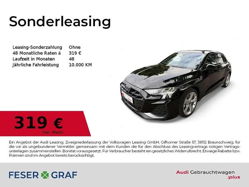 Mythosschwarz metallic Gebraucht 2025 Audi A3 S-Line Limousine | 36.790 € (Teuer) - Bild 1/4