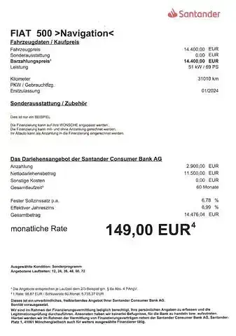 Gebraucht Fiat 500 69 PS (50 kW) 2024 Weiß Kleinwagen