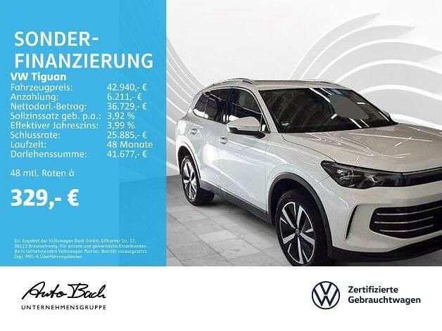 Weiß (oryxweiß perlmutteffekt) Gebraucht 2024 VW Tiguan Elegance SUV | 42.940 € (Teuer) - Bild 1/2