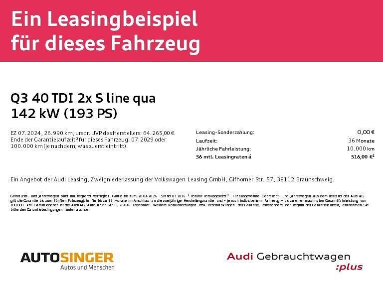 Gebraucht Audi Q3 S-Line 193 PS (141 kW) 2024 Grau SUV
