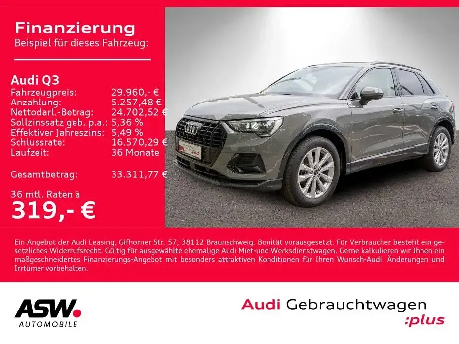 Gebraucht Audi Q3 Advanced Plus 150 PS (110 kW) 2023 Chronosgrau metallic SUV