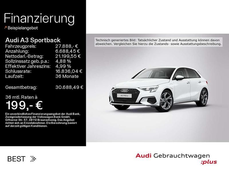 Gletscherweiß metallic Gebraucht 2023 Audi A3 e-tron Kleinwagen | 27.888 € (Fairer Preis) - Bild 1/4