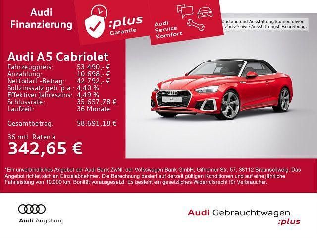Progressivrot metallic/verdeck Gebraucht 2024 Audi A5 Cabriolet S-Line Cabrio | 53.490 € (Fairer Preis) - Bild 1/4