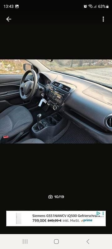 Silber Gebraucht 2016 Mitsubishi Space Star Kleinwagen | 3.800 € (Fairer Preis) - Bild 1/4