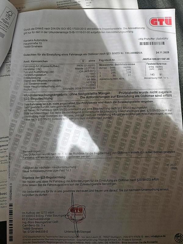 Gebraucht Mazda Xedos 144 PS (105 kW) 1993 Grau Limousine