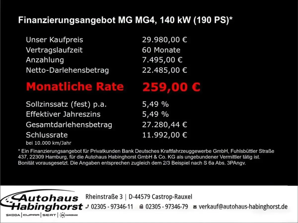 Neu MG MG4 EV 139 kW (190 PS) 2026 Schwarz Kleinwagen