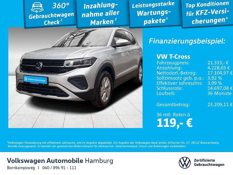 8e reflexsilber metallic Gebraucht 2024 VW T-Cross Life SUV | 21.333 € (Fairer Preis) - Bild 1/3