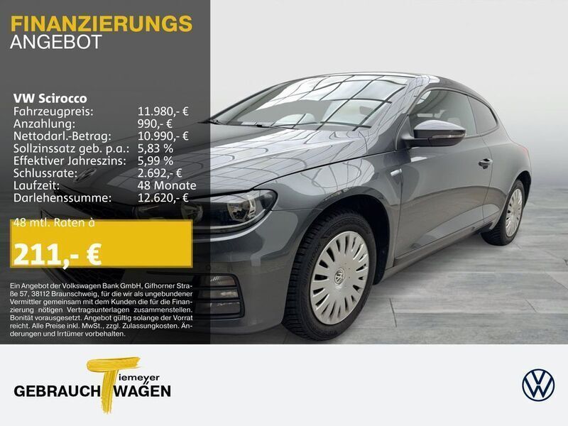 Grau Gebraucht 2014 VW Scirocco Sport Coupé | 11.980 € (Fairer Preis) - Bild 1/4