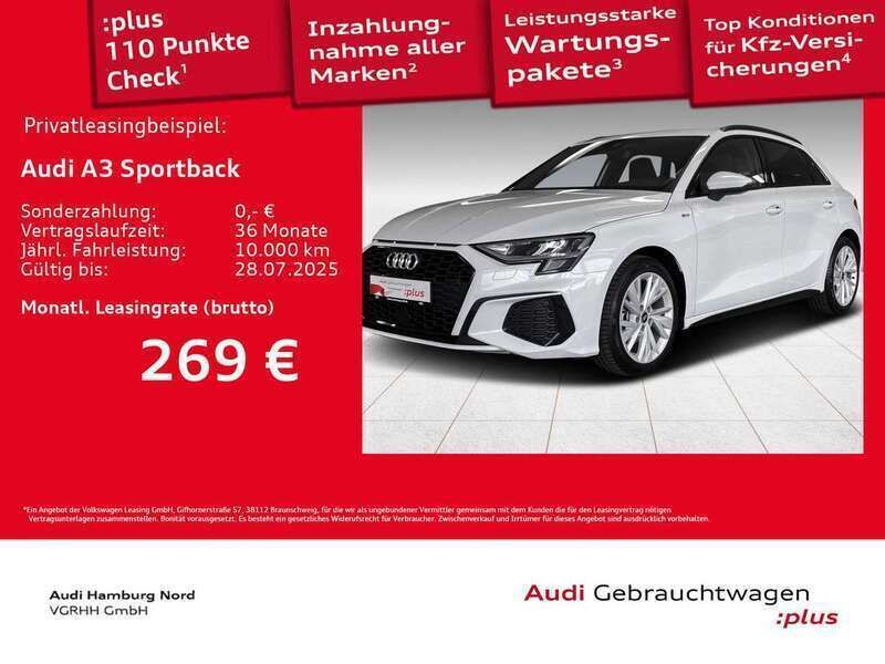 2y gletscherweiß metallic Gebraucht 2024 Audi A3 S-Line Limousine | 31.790 € (Fairer Preis) - Bild 1/3