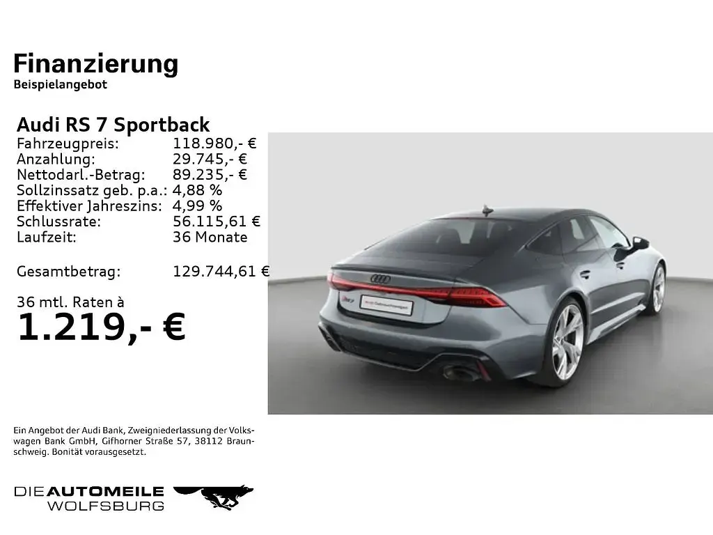 Gebraucht Audi RS7 Sportback Ambiente 600 PS (441 kW) 2025 Daytonagrau perleffekt Kleinwagen