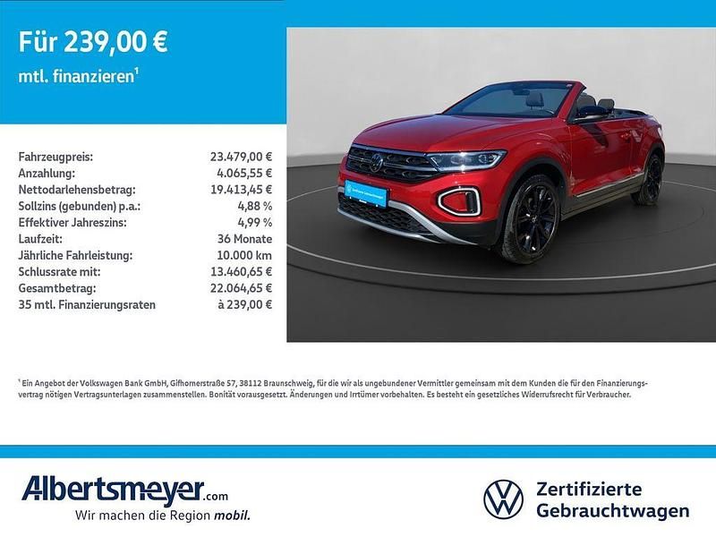 Rot Gebraucht 2022 VW T-Roc Cabriolet Style Cabrio | 23.479 € (Fairer Preis) - Bild 1/4
