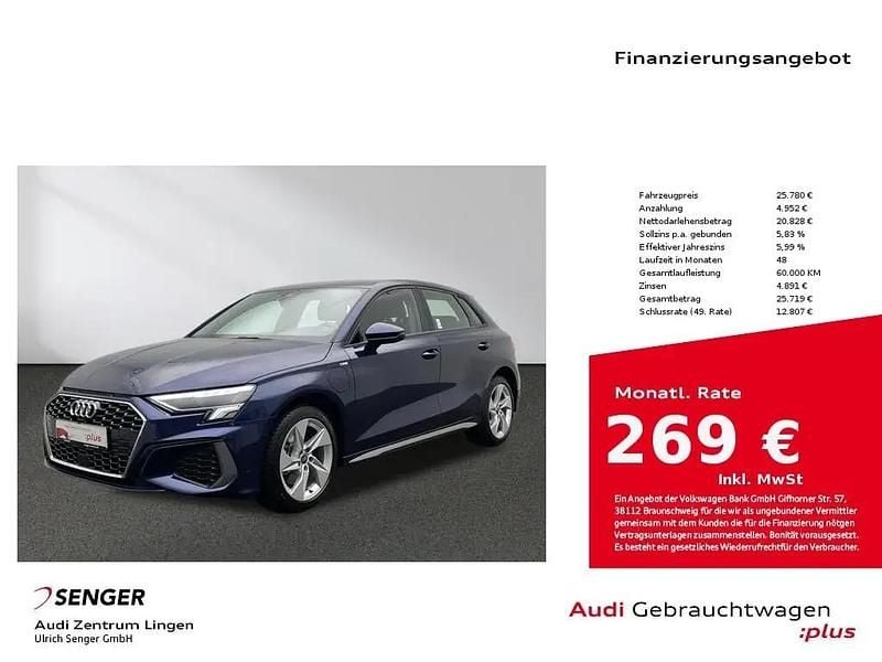 Blau Gebraucht 2022 Audi A3 Sportback e-tron S-Line Kleinwagen | 25.780 € (Superpreis) - Bild 1/1