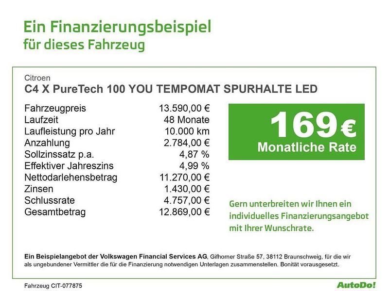 Gebraucht Citroën C4 X PureTech 101 PS (74 kW) 2024 Grau SUV
