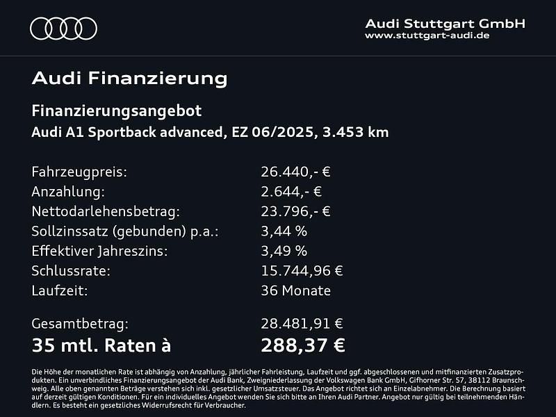 Gebraucht Audi A1 Advanced Plus 116 PS (85 kW) 2025 Mythosschwarz metallic SUV