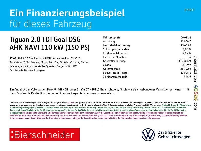 Weiss Gebraucht 2025 VW Tiguan Goal SUV | 36.691 € (Guter Preis) - Bild 1/4