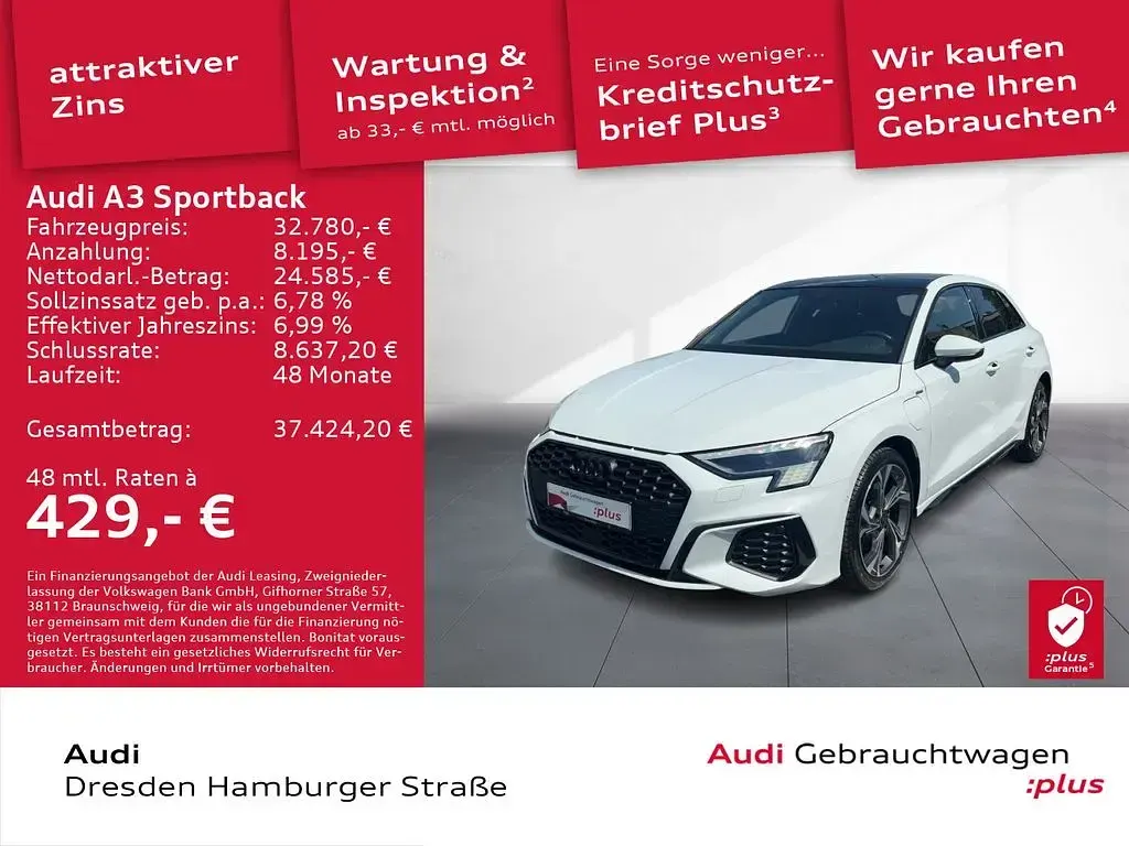 Gebraucht Audi A3 S-Line 204 PS (150 kW) 2023 Weiß Limousine