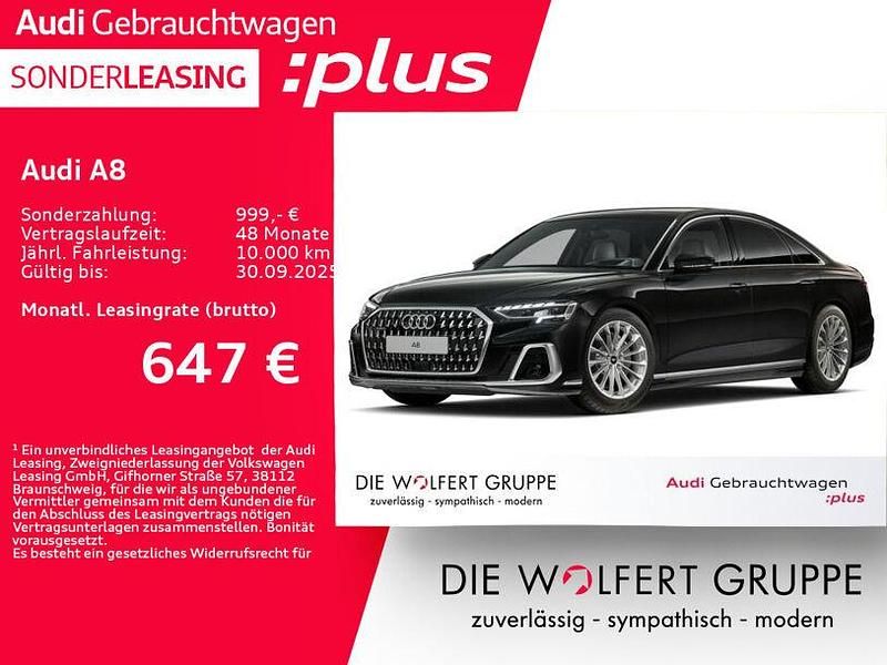 Mythosschwarz metallic Gebraucht 2024 Audi A8 Ambiente Limousine | 64.980 € (Superpreis) - Bild 1/4