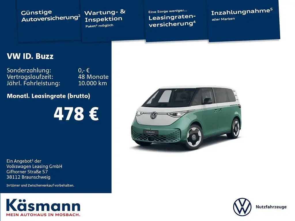 Gebraucht VW ID. Buzz Pro 210 kW (286 PS) 2025 Candyweiß / bay leaf green me Van / Kleinbus