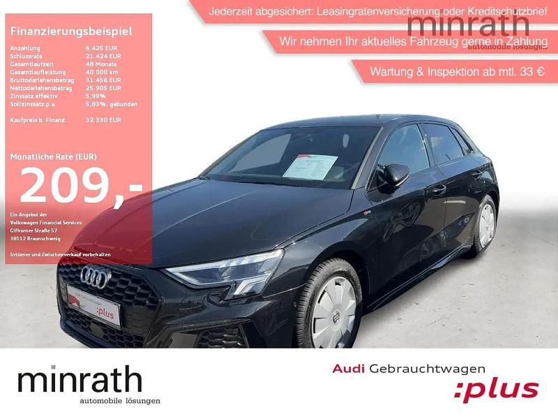 Schwarz Gebraucht 2024 Audi A3 Sportback S-Line Limousine | 32.180 € (Superpreis) - Bild 1/4