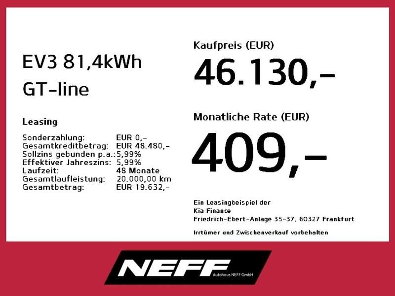 Neu Kia EV3 GT-Line 150 kW (204 PS) 2026 Auroraschwarz metallic // schw SUV