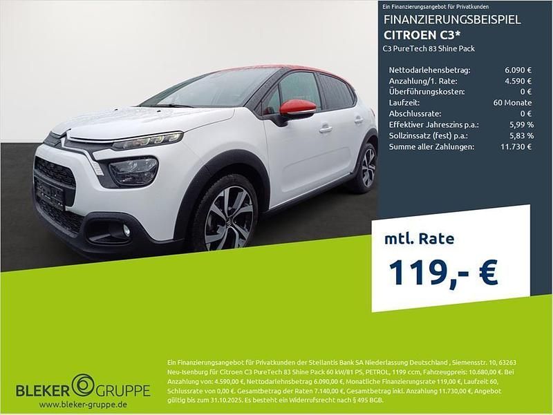 Polar weiß Gebraucht 2021 Citroën C3 PureTech Kleinwagen | 10.280 € (Superpreis) - Bild 1/3