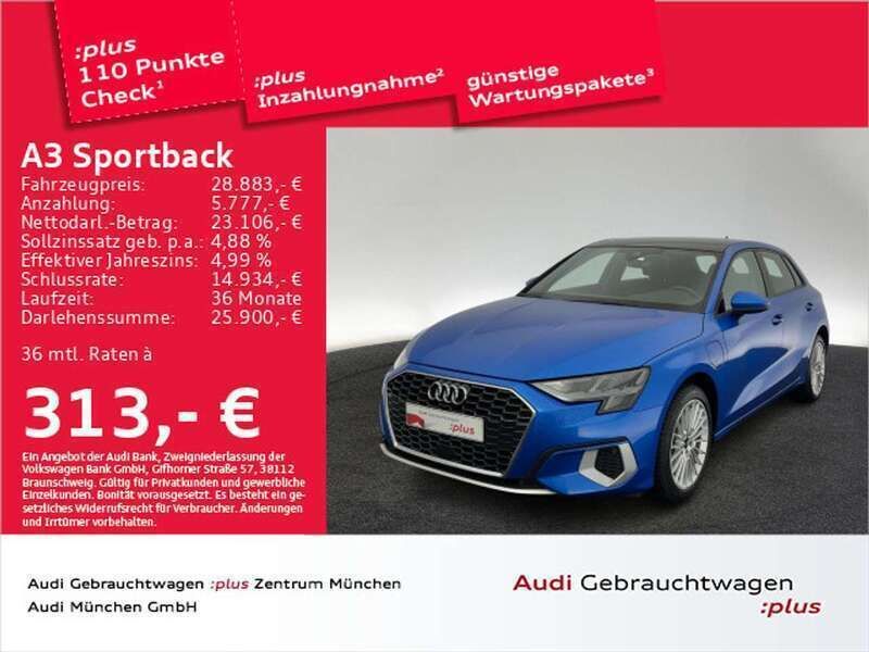 Arablau kristalleffekt individ Gebraucht 2022 Audi A3 e-tron Advanced Kleinwagen | 28.883 € (Etwas zu teuer) - Bild 1/2