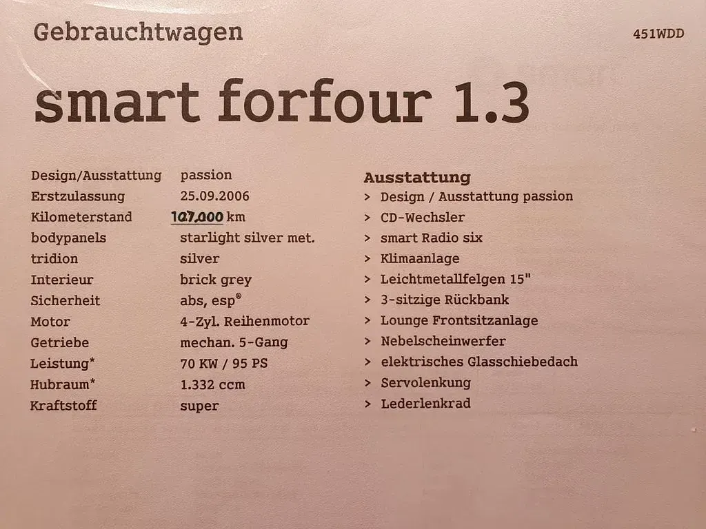 Gebraucht Smart ForFour Passion 95 PS (69 kW) 2006 Silber Kleinwagen