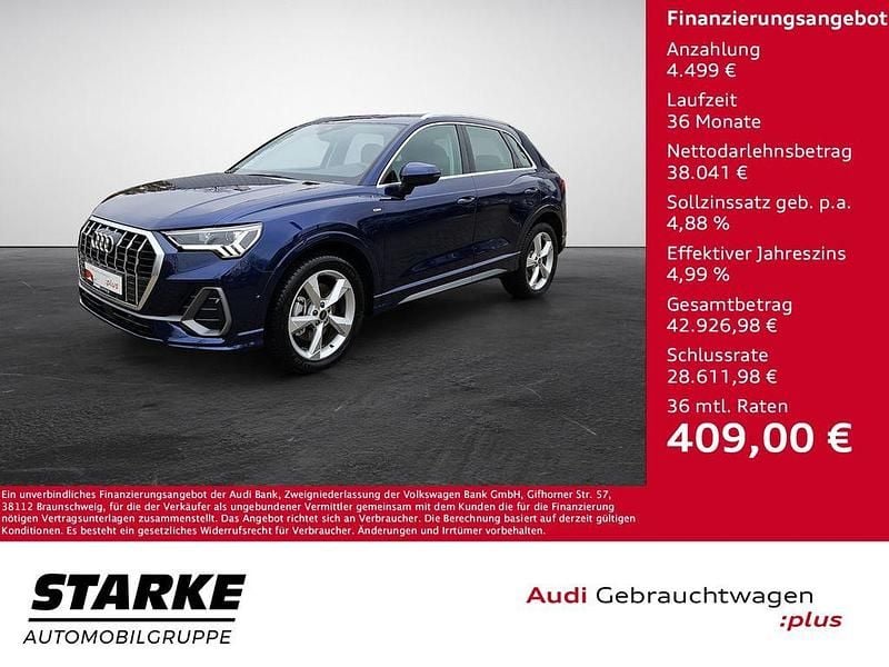 Blau (navarrablau metallic) Gebraucht 2025 Audi Q3 S-Line SUV | 42.540 € (Guter Preis) - Bild 1/4
