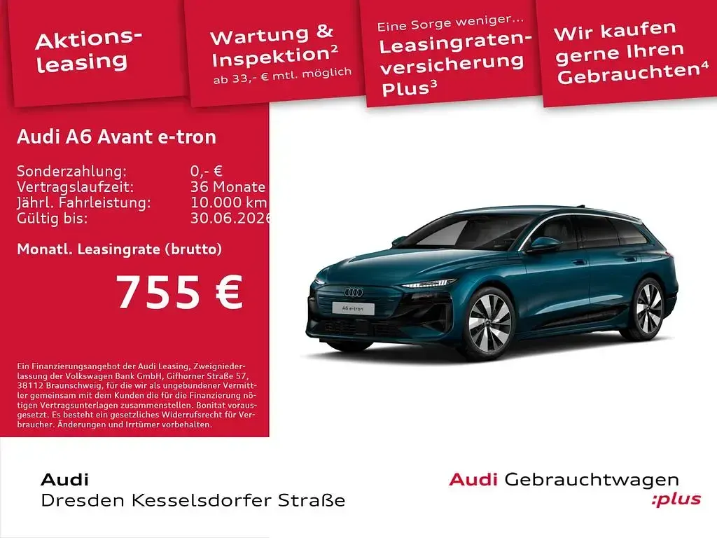 Gebraucht Audi A6 e-tron Performance 269 kW (367 PS) 2025 Malpeloblau metallic Kombi