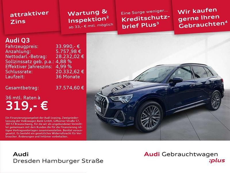 Navarrablau metallic Gebraucht 2022 Audi Q3 S-Line SUV | 33.990 € (Fairer Preis) - Bild 1/3