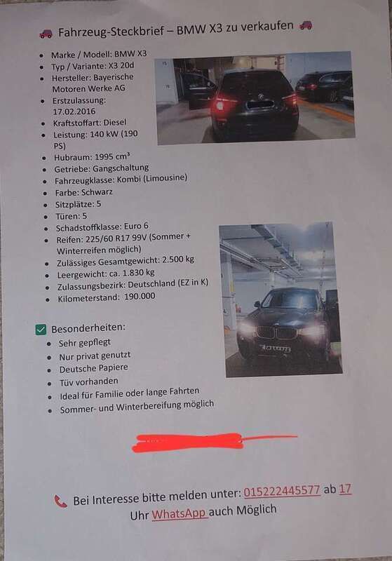 Schwarz Gebraucht 2016 BMW X3 SUV | 14.000 € (Guter Preis) - Bild 1/4