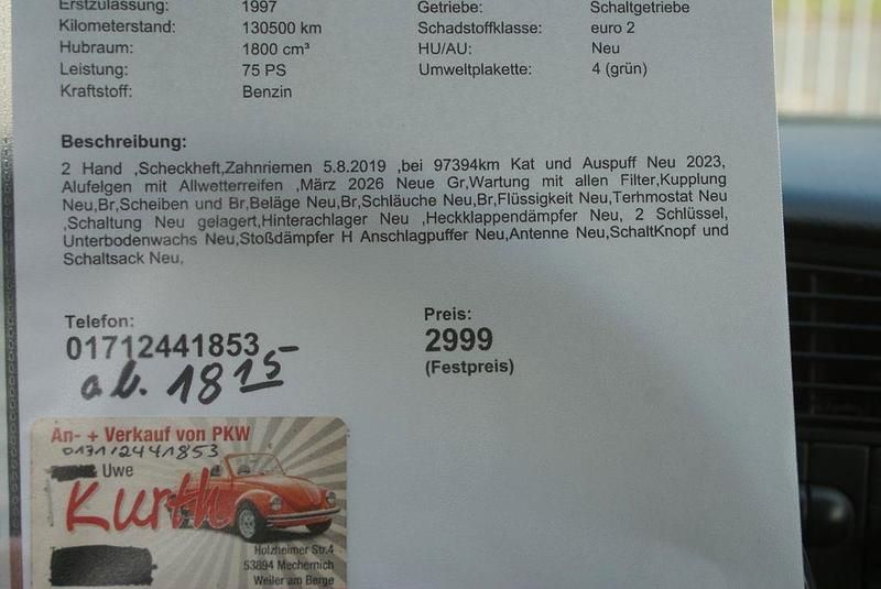 Gebraucht VW Golf III 75 PS (55 kW) 1997 Grün Limousine