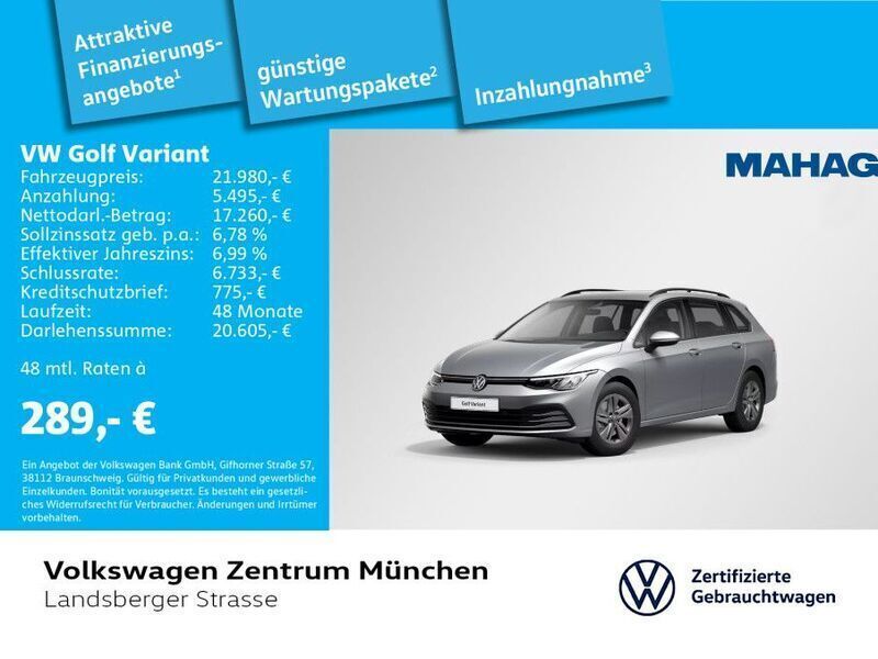 Silber Gebraucht 2021 VW Golf VIII Life Kombi | 21.980 € (Guter Preis) - Bild 1/1