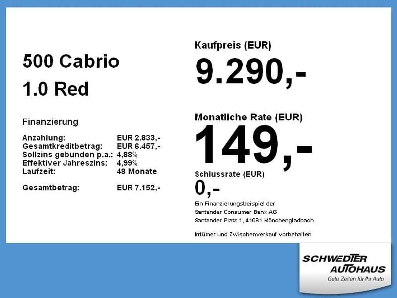 Gebraucht Fiat 500 Red 69 PS (50 kW) 2023 (sonderfarbe) Cabrio