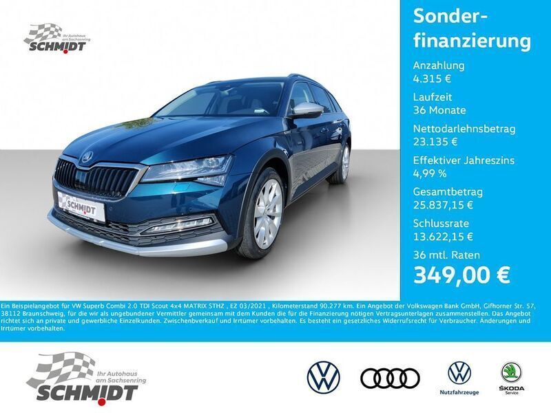 Blau Gebraucht 2021 Skoda Superb Scout 4x4 Kombi | 27.450 € (Superpreis) - Bild 1/4