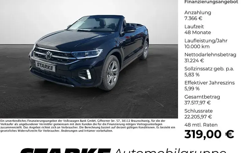 Neu VW T-Roc Cabriolet R-line 150 PS (110 kW) 2026 Schwarz Cabrio