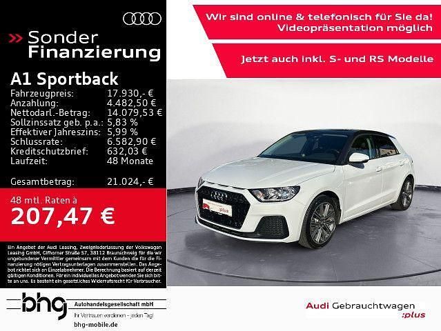 Gletscherweiß metallic Gebraucht 2020 Audi A1 Sportback Advanced Kleinwagen | 17.930 € (Etwas zu teuer) - Bild 1/4