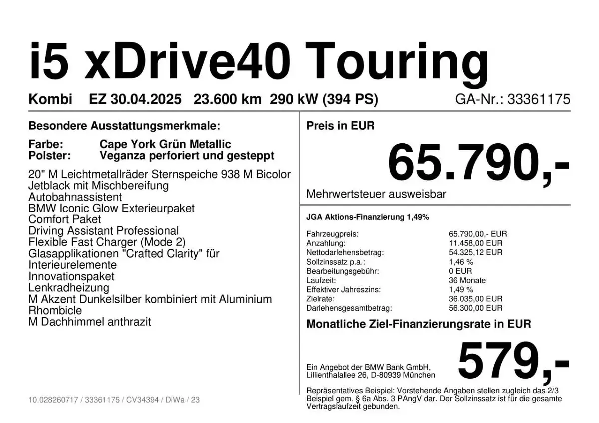 Gebraucht BMW i5 289 kW (394 PS) 2025 Cape york grün metallic Kombi