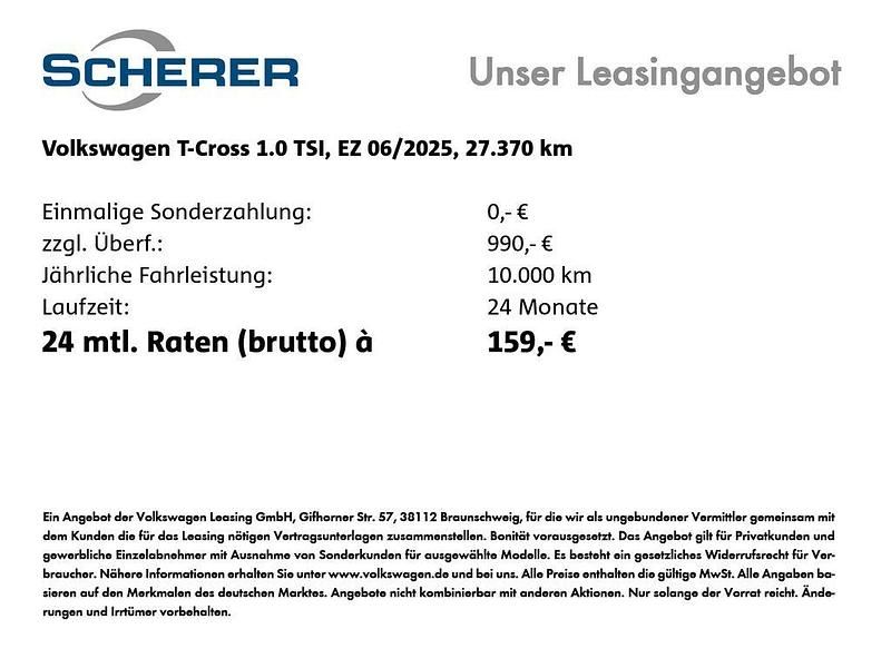 Gebraucht VW T-Cross Goal 95 PS (69 kW) 2025 Reflexsilber metallic (metallic) SUV