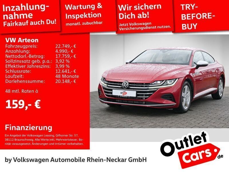 Kings red metallic Gebraucht 2021 VW Arteon Elegance Limousine | 24.749 € (Superpreis) - Bild 1/2