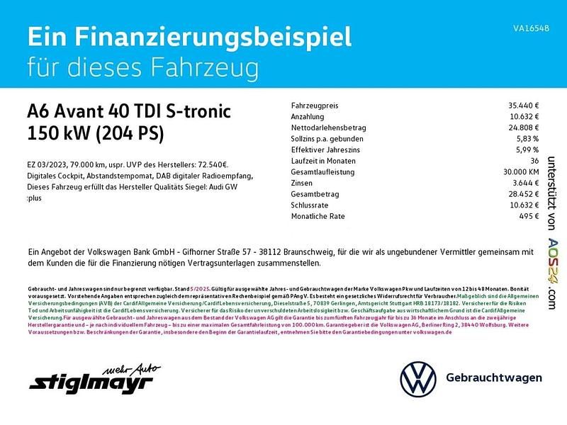 Gebraucht Audi A6 Premium 204 PS (150 kW) 2023 Firmamentblau metallic Kombi