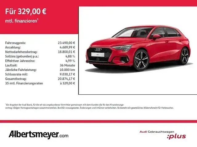 Gebraucht Audi A3 Advanced 150 PS (110 kW) 2021 Rot Limousine