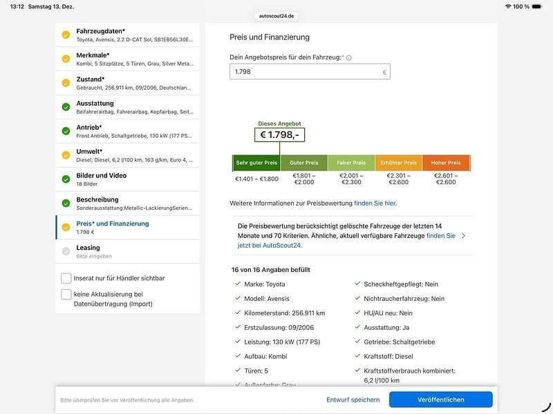 Gebraucht Toyota Avensis Sol 177 PS (130 kW) 2006 Grau Kombi