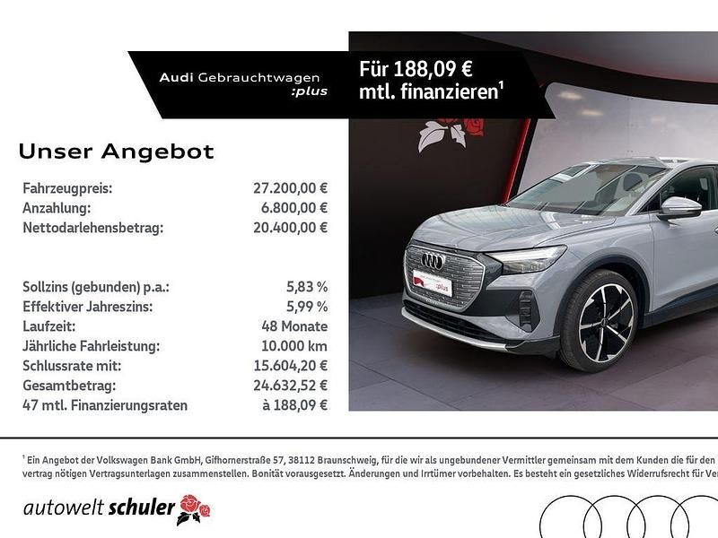 Kieselgrau Gebraucht 2022 Audi Q4 Sportback e-tron Advanced SUV | 27.200 € (Superpreis) - Bild 1/4