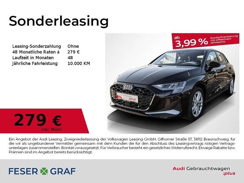 Mythosschwarz metallic Gebraucht 2025 Audi A3 Advanced Plus Limousine | 28.990 € (Superpreis) - Bild 1/3
