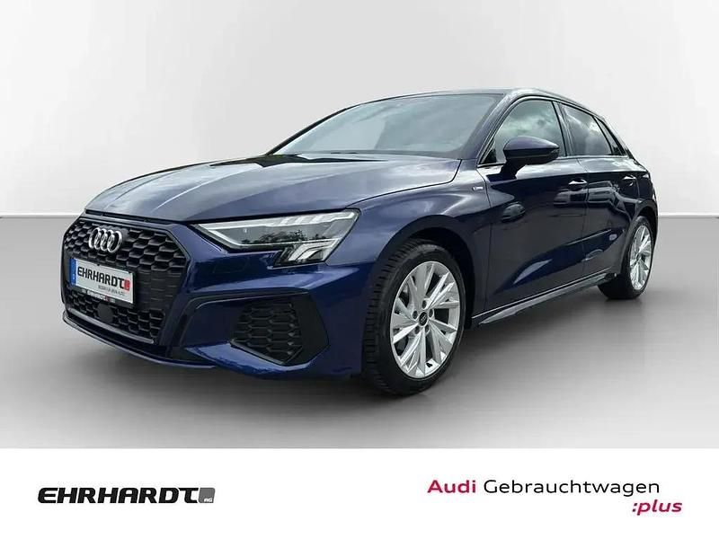 Blau Gebraucht 2024 Audi A3 Sportback S-Line Limousine | 33.490 € (Superpreis) - Bild 1/3