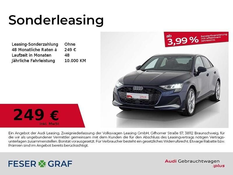 Navarrablau metallic Gebraucht 2024 Audi A3 Advanced Plus Limousine | 28.660 € (Guter Preis) - Bild 1/3