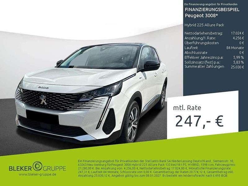 Perlmutt weiß Gebraucht 2021 Peugeot 3008 Allure SUV | 21.280 € (Guter Preis) - Bild 1/3