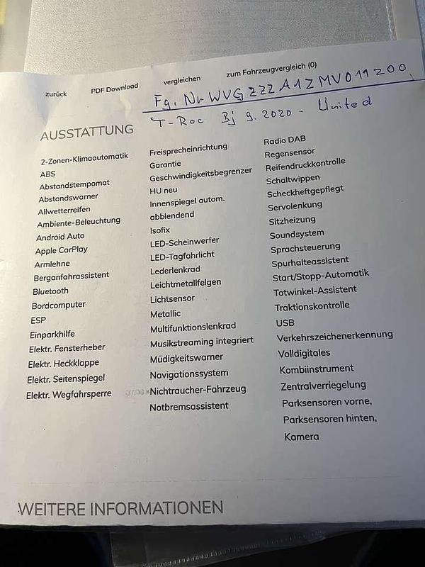 Gebraucht VW T-Roc United 150 PS (110 kW) 2020 Schwarz SUV